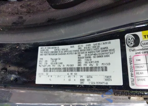 2016 Ford Fiesta Se z USA, uszkodzony, nr VIN 3FADP4BJ3GM107227